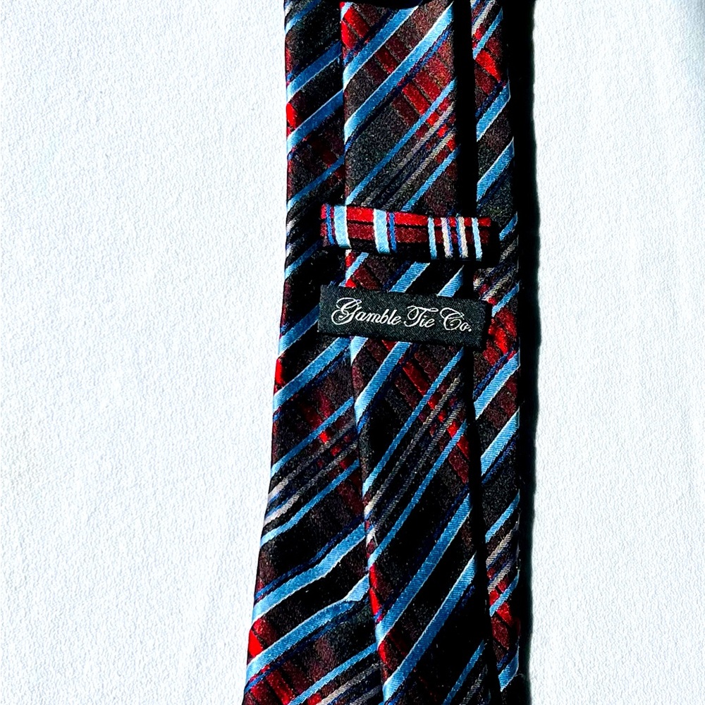 Striped Chili Pepper Red, Black and Blue Tie